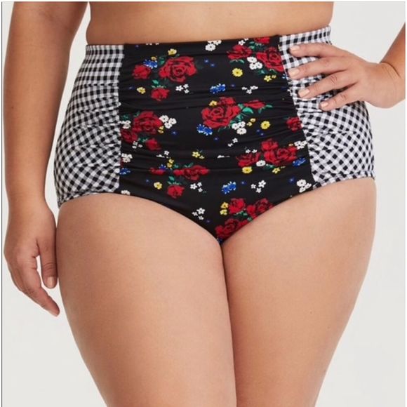 Torrid floral and gingham swim brief - Picture 1 of 5